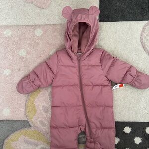 Pink Hooded Baby Snowsuit